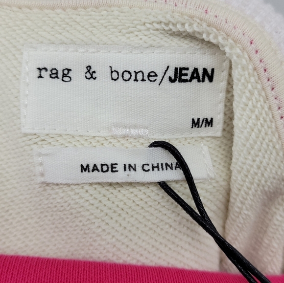 Rag & Bone Women 100% Cotton Shrunken Colorblock Hoodie Bright Rose Size M - Picture 11 of 14